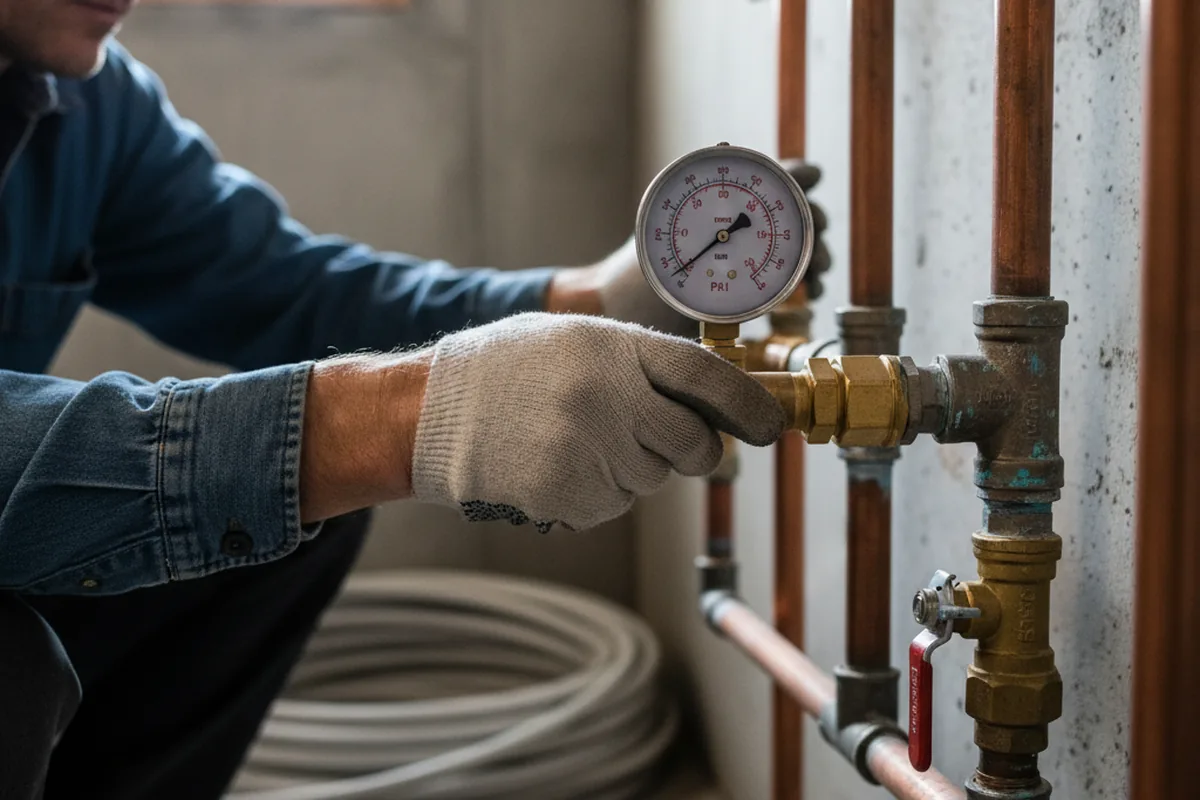 Pressure testing a repaired line during Water Line Repair in Myersville